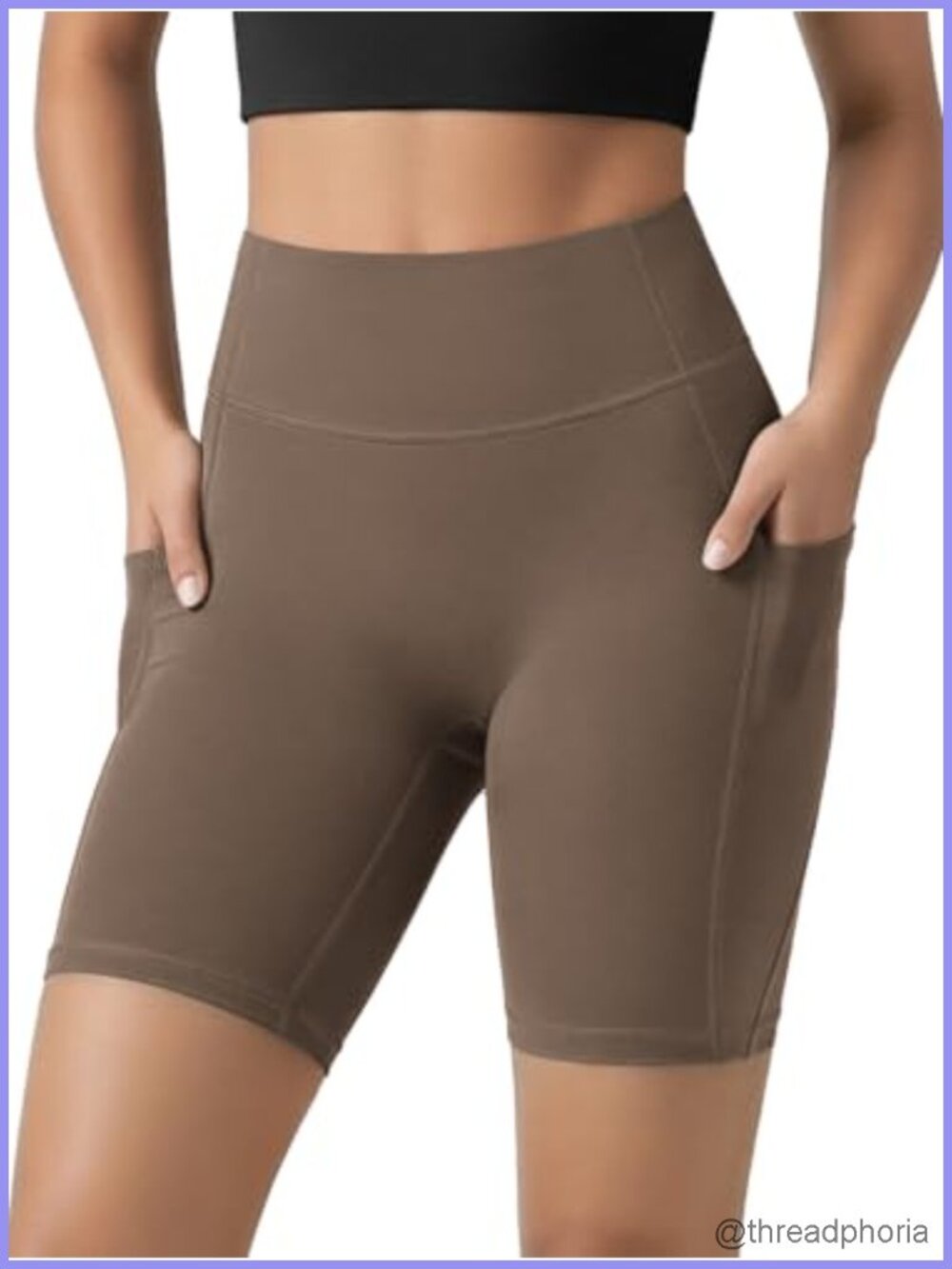High Compression Scrunch Biker Shorts No Front Seam Tummy Control with Pockets